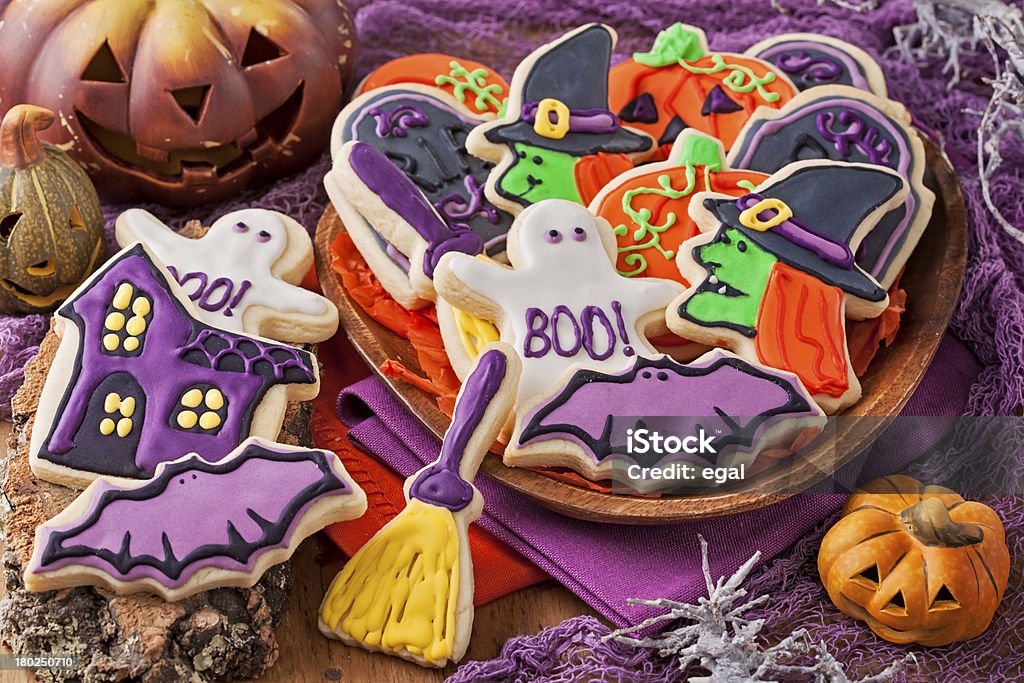 Halloween cookies Colorful cookies for halloween party Autumn Stock Photo