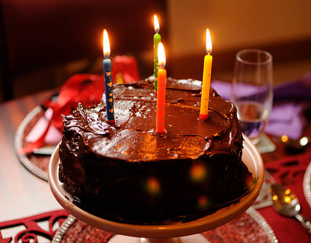 istock Happy birthday heart shape chocolate mud cake 180250723