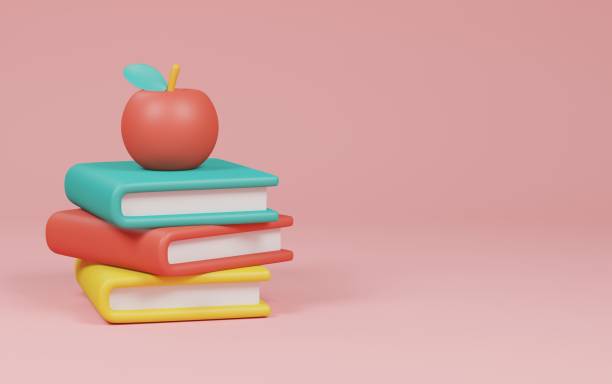 istock red apple on Stack of books pink background. back to school concept. 3d rendering illustration. 1802514890