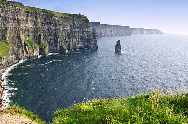 tramonto sopra famose scogliere di moher contea di clare, irlanda - republic of ireland cliffs of moher cliff sunset foto e immagini stock