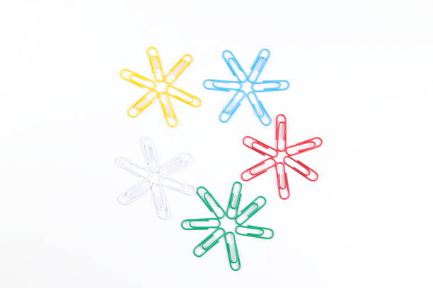 paperclip's in the shape of snowflakes isolated