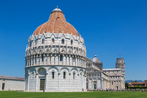 Pisa Baptistery in Pisa, Italy in a beautiful summer day