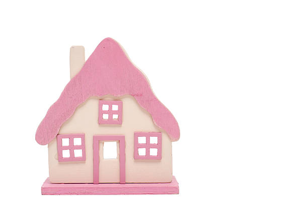 istock White isolated pink house 180253650