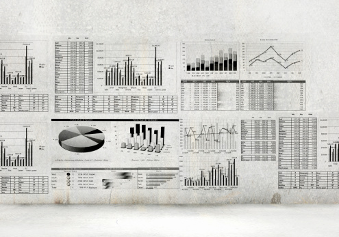 Financial concept image with hand drawn diagrams and graphs