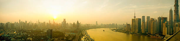 istock Panoroma sunset view  of shanghai 180256019