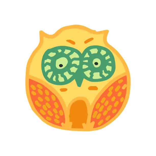 Vector illustration of Orange Eagle Hand Drawn Owl Bird