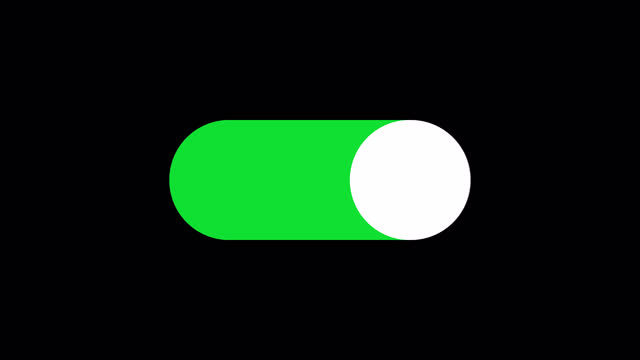Switch on off green and grey button animation