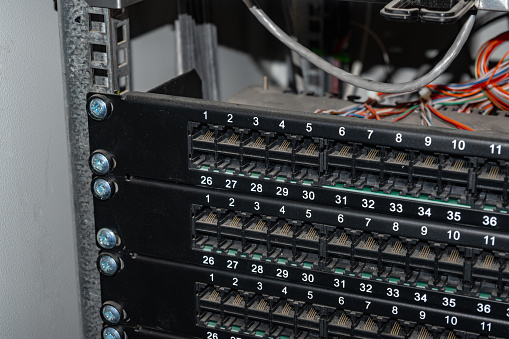Network Panel Switch And Cable In Data Center Patch Panel Server Rack ...