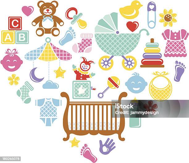 Baby Love Heart Stock Illustration - Download Image Now - Baby - Human Age, Block Shape, Toy Block