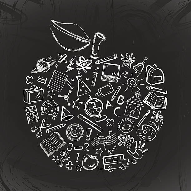 ilustrações, clipart, desenhos animados e ícones de professor de maçã - back to school blackboard education apple