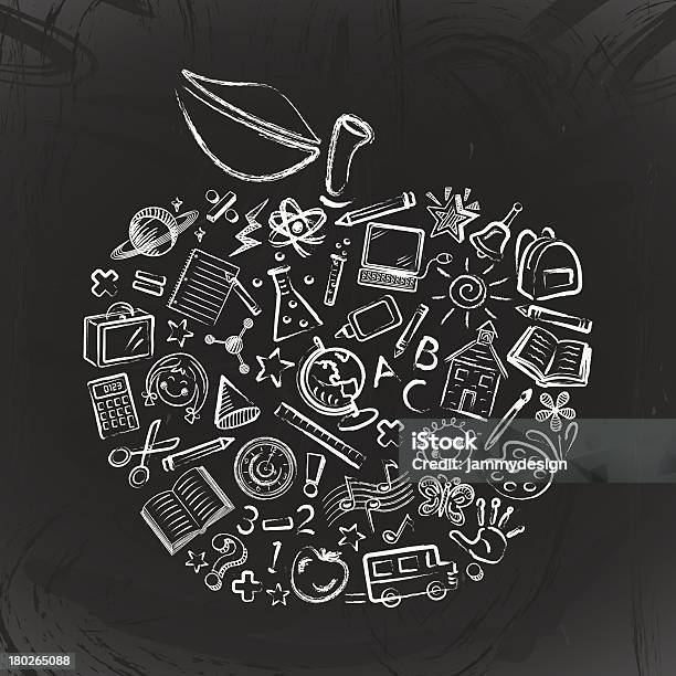 Teachers Apple Stock Illustration - Download Image Now - Teacher, Chalk Drawing, Apple - Fruit