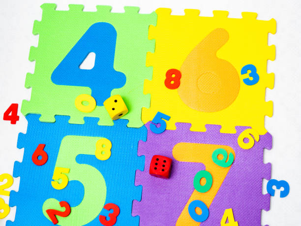 istock Educational games. Colored cubes and numbers for kindergarten. Puzzles. 1802657014