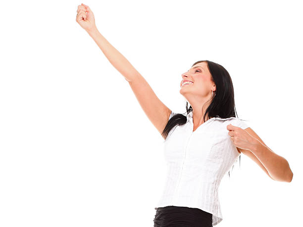 istock Woman clenching arms in excitement 180265874