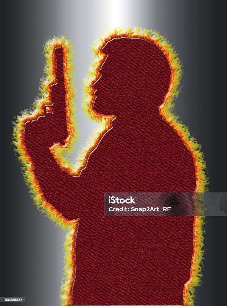 Flaming Assassin in 3D sfondo nero - Foto stock royalty-free di Adulto