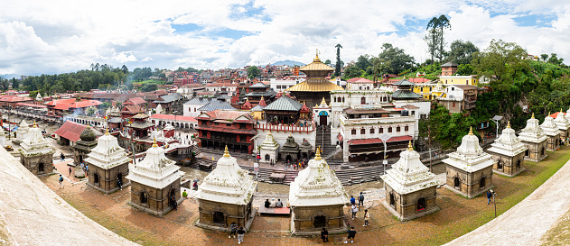 kathmandu, nepal. 25th august, 2023: Pashupati is a hindi temple and place of cremations at river bank