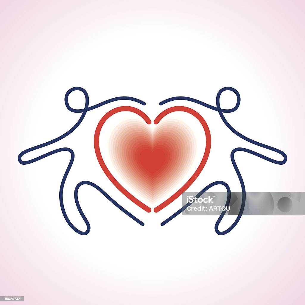 Persone collegato un simbolo del cuore - arte vettoriale royalty-free di Simbolo di cuore