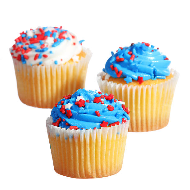 istock Cupcakes with blue and white cream. patriotic decorated, isolated 180270466