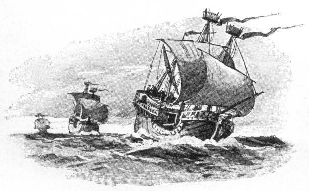 istock Hanseatic cog, 14th-15th centuries, old vintage illustration, 1897 1802712952