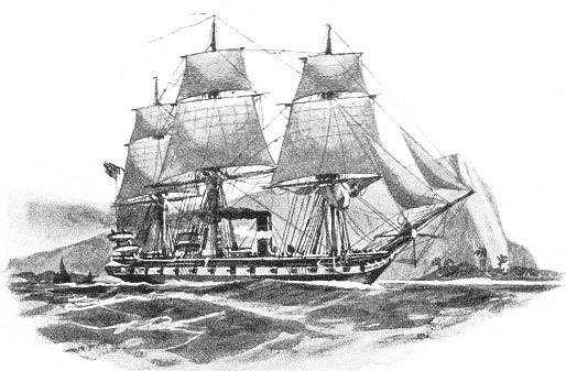 German Steam Frigate Elizabeth, old vintage illustration, 1897