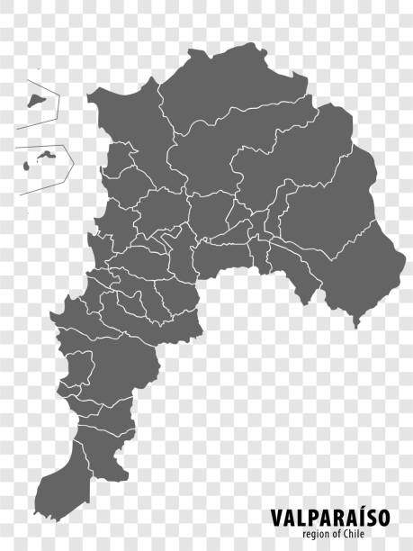 ilustraciones, imágenes clip art, dibujos animados e iconos de stock de mapa en blanco región de valparaíso de chile. mapa de alta calidad de valparaíso con municipios sobre fondo transparente para el diseño de su sitio web, logotipo, aplicación, interfaz de usuario. república de chile. eps10. - valparaiso