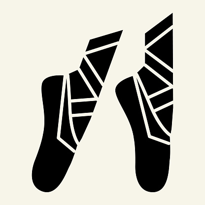 Ballet solid icon. Ballet pointes glyph style pictogram on beige background. Dance studio symbol mobile concept web design. Vector graphics.
