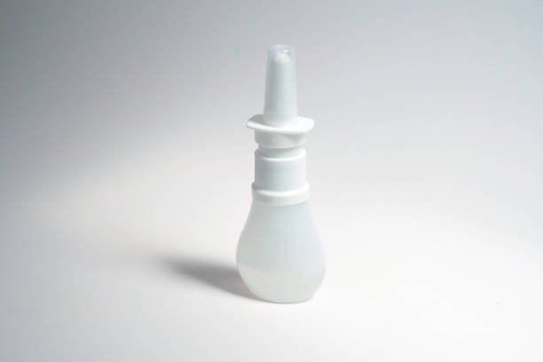istock Bottle spray of nose drops, isolated on a white background 1802751927