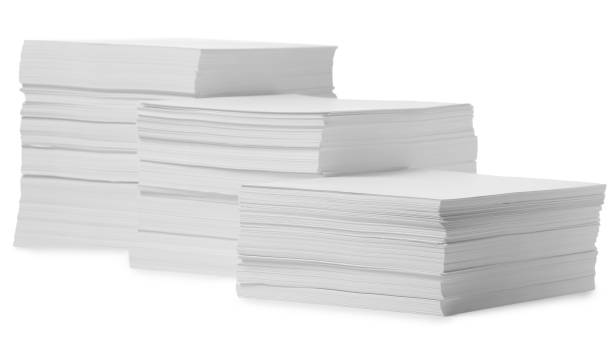 istock Stacks of paper sheets on white background 1802769149