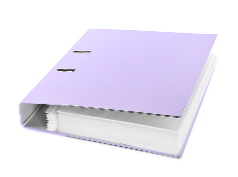 One lilac office folder isolated on white