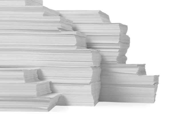 istock Stacks of paper sheets on white background 1802770247