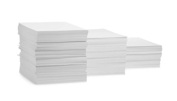 istock Stacks of paper sheets on white background 1802770768