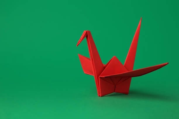 Origami bird, green origami crane