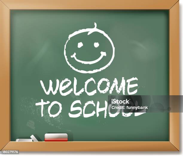 Welcome To School Stock Illustration - Download Image Now - Smiling, Chalk - Art Equipment, Chalk Drawing