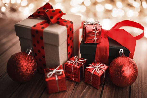 istock christmas present on the wood 1802792897