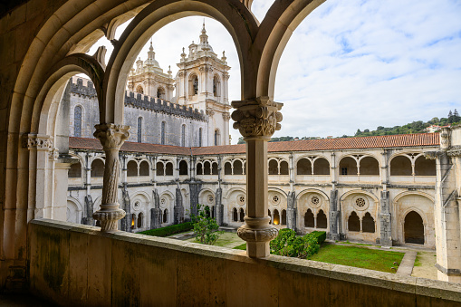 Cloister of the Baroque Gothic monastery of Guadalupe in Spain.  World Heritage