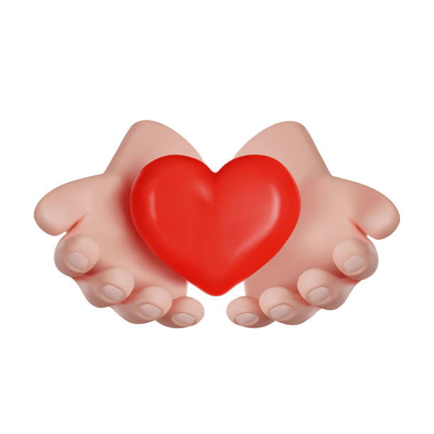 istock International Volunteer Day. Volunteer hands hold a heart. 3D vector render illustration 1802832864