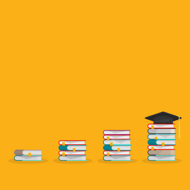 istock Graduation cap on the steps made out of books 1802840320