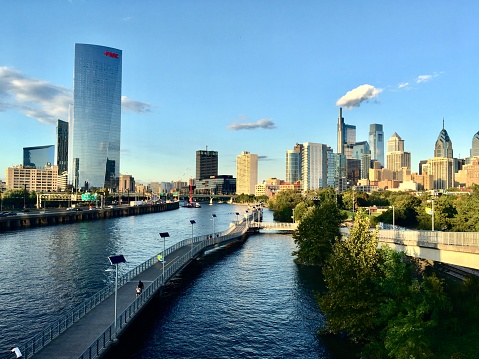 Philadelphia view over river, center city and skyline