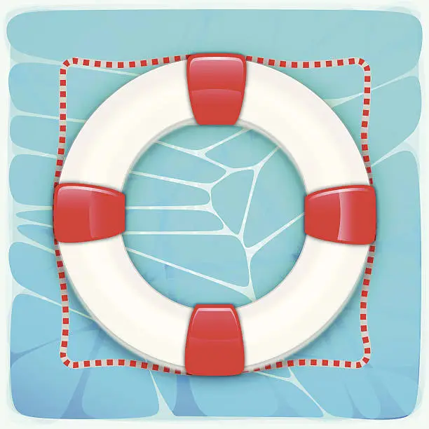 Vector illustration of White Life buoy in water - VECTOR