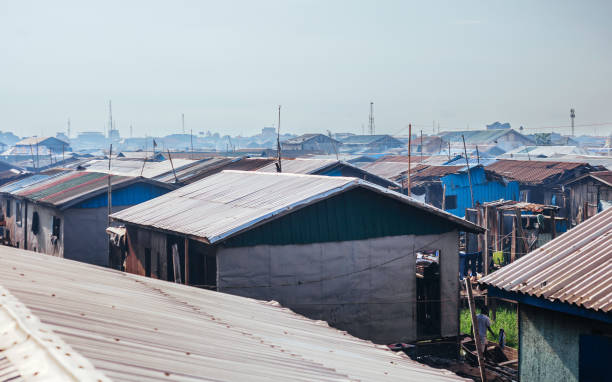 African city slum - Makoko, Lagos, Nigeria stock photo