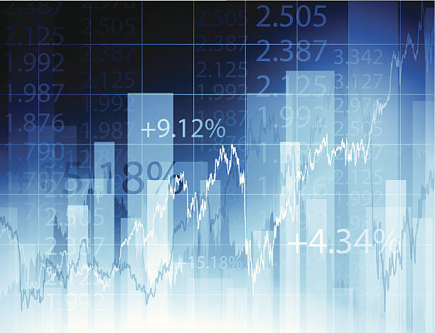 börse chart - nasdaq exchange rate moving up striped stock-grafiken, -clipart, -cartoons und -symbole