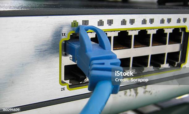 Ethernet Rj45 Kable Są Podłączone Do Internetu Przełącznik - zdjęcia stockowe i więcej obrazów Biznes