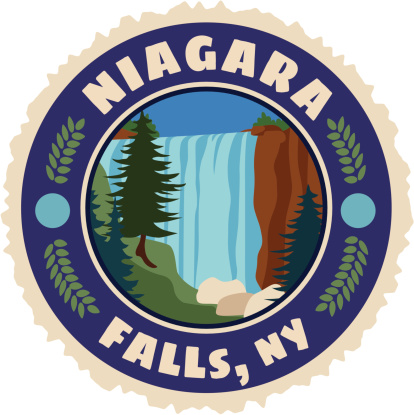 A vector Niagra Falls luggage label or travel sticker.