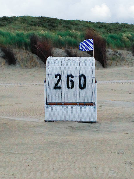 istock Beach chair with Bavarian flag 180295416