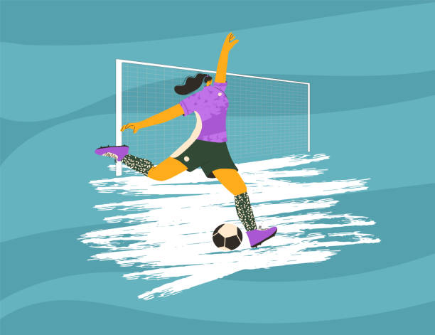istock Female soccers flat player. Woman vector athlete 1802990419