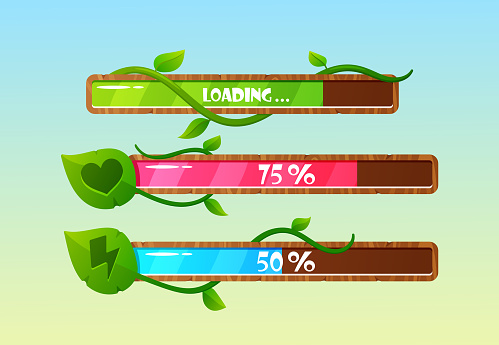Tree Progress Bar Forest Game Progress Bars Cartoon Vector Process Ui Or Gui Interface ...