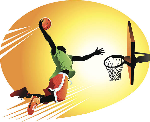 슬램 덩크 - basketball basketball player slam dunk making a basket stock illustrations