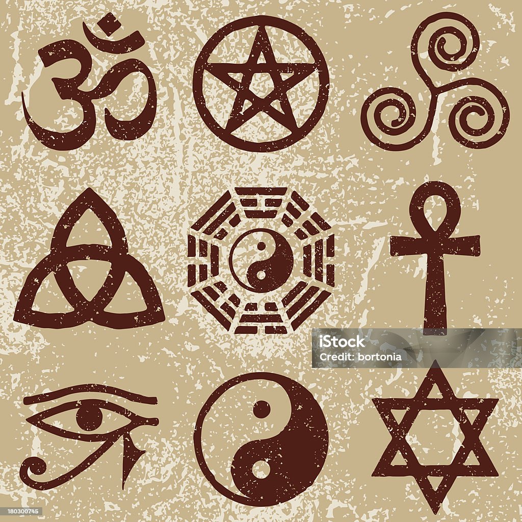 Ensemble d'icônes de symboles religieux anciens - clipart vectoriel de Antique libre de droits