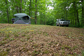 Overlanding campsite ground level view