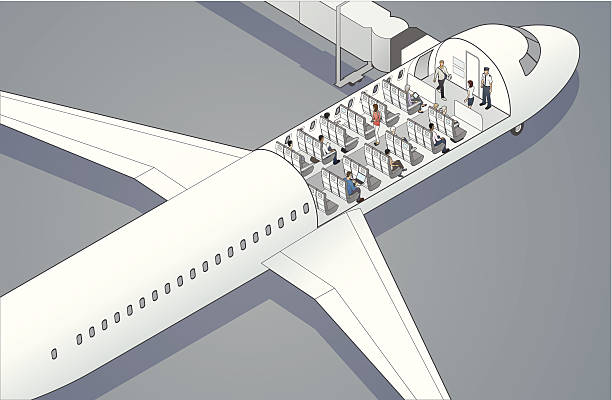 самолет с вырезами иллюстрация - vehicle seat illustrations stock illustrations