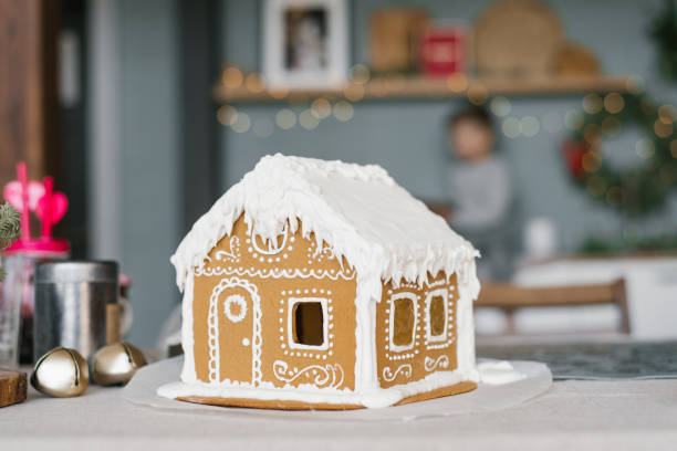 istock Christmas gingerbread house decorated with glaze 1803062293